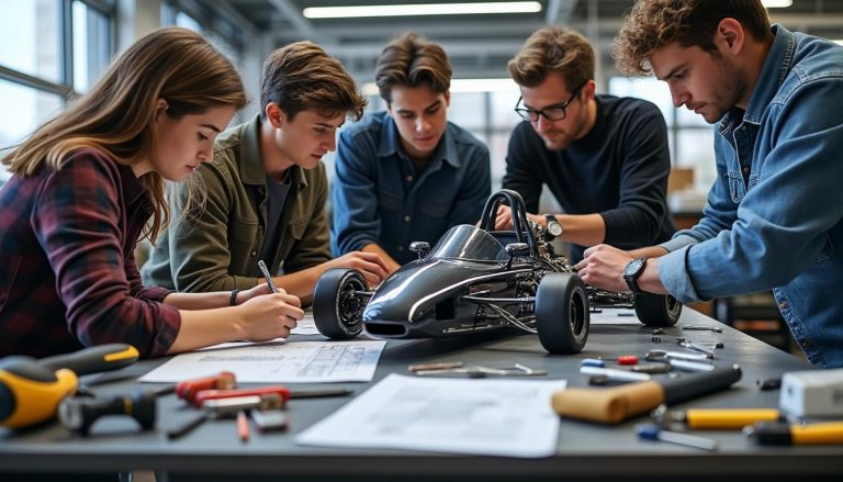 à laval, cinq étudiants conçoivent une monoplace miniature pour la compétition steam racing, avec pour objectif de se classer parmi les meilleurs.
