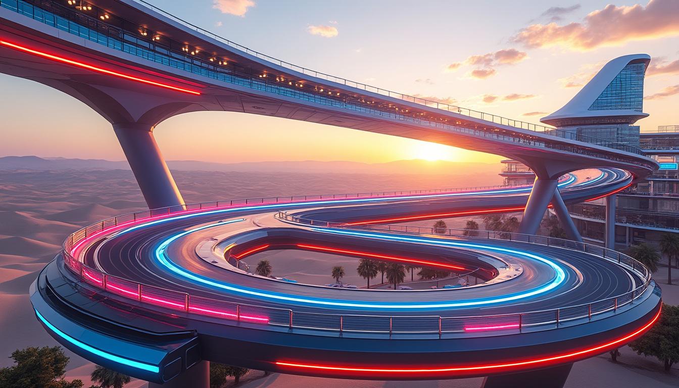 découvrez le circuit futuriste de formule 1 en arabie saoudite, célèbre pour son virage spectaculaire perché à 70 mètres au-dessus du vide, alliant technologie et adrénaline.