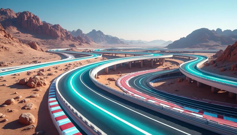 découvrez le circuit futuriste de formule 1 en arabie saoudite, avec son virage spectaculaire perché à 70 mètres au-dessus du vide, alliant technologie et sensations fortes pour les pilotes et les fans.