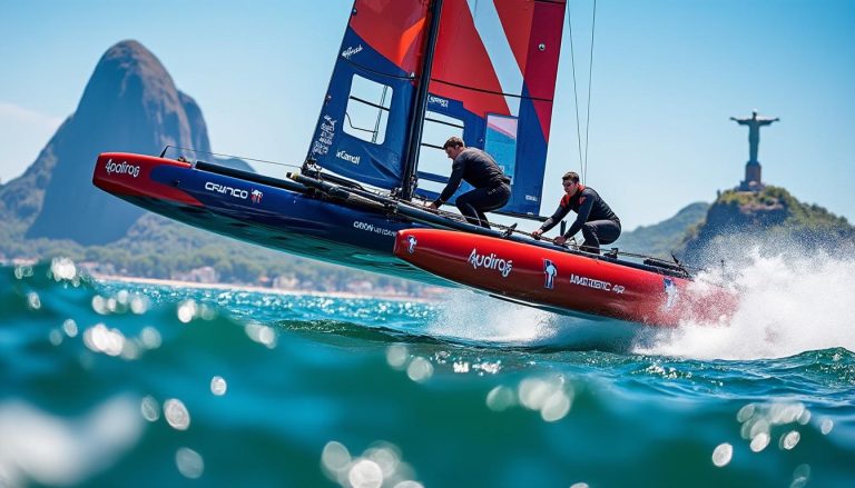 suivez le sailgp à rio où l’équipe française reprend la compétition avec audinet et mcmillan en pleine action, après leur accident à sydney.