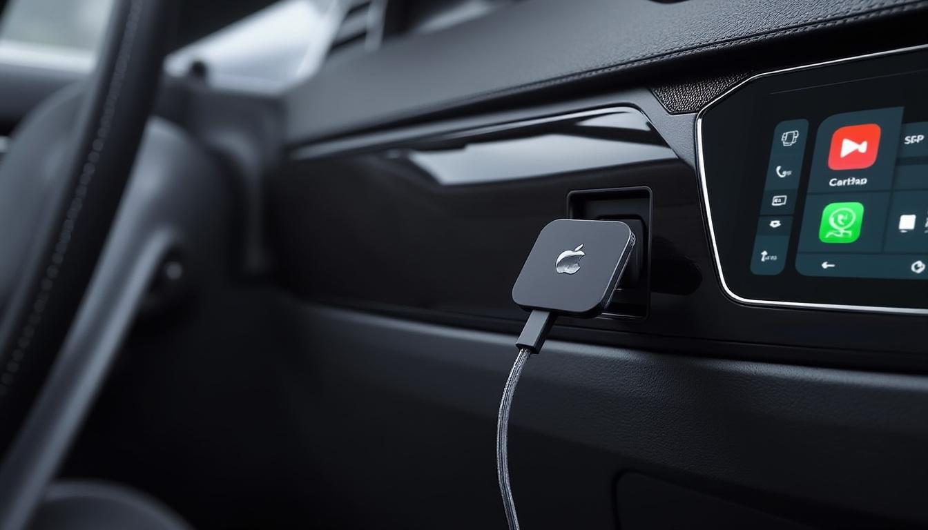 découvrez cet adaptateur carplay sans fil discret qui optimise vos déplacements. profitez d'une expérience connectée fluide à prix réduit dès aujourd'hui.