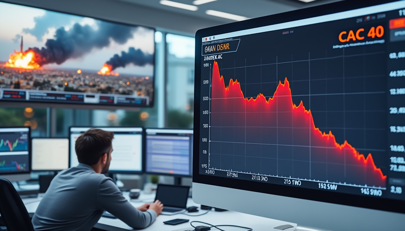 le cac 40 recule légèrement alors que la bourse de paris fait face à des pressions dues aux tensions persistantes au moyen-orient, impactant les marchés financiers.