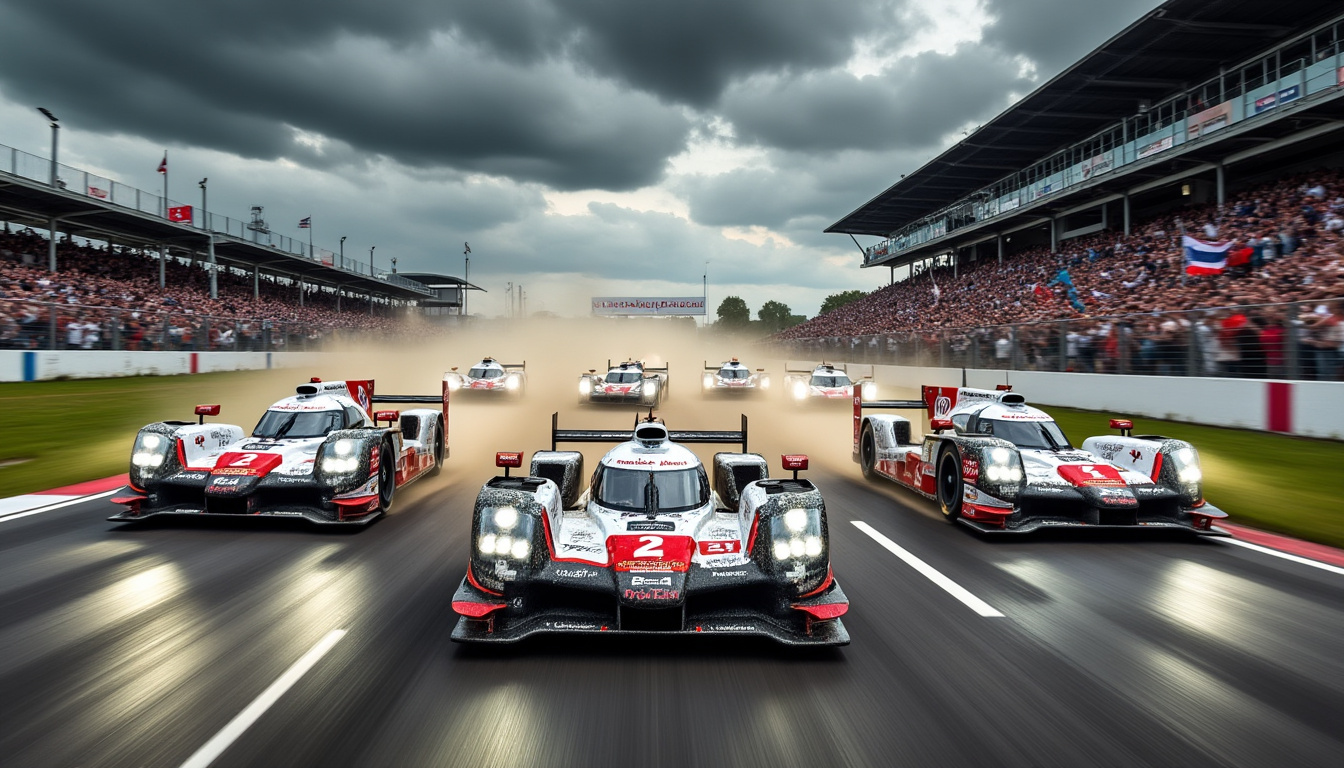 suivez le départ des heures du mans où bmw prend l'avantage, dominant la course dès les premiers tours.