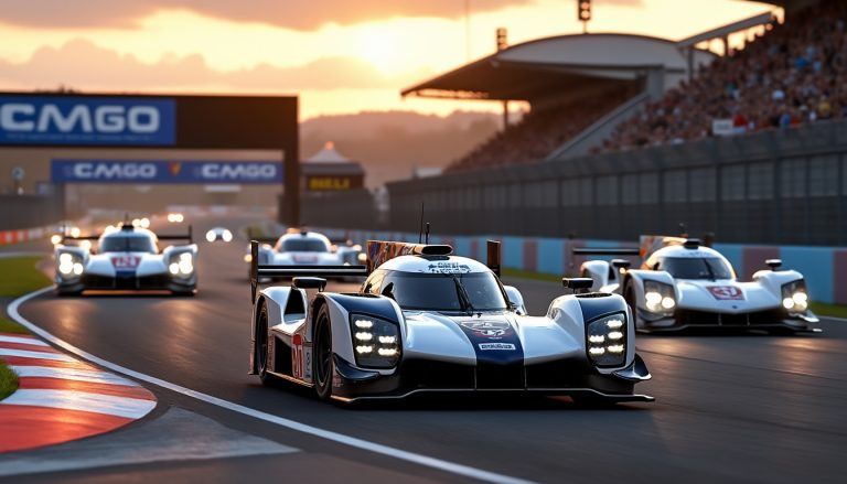 suivez le départ des heures du mans avec bmw en tête de course, dominant la compétition dès le coup d'envoi.