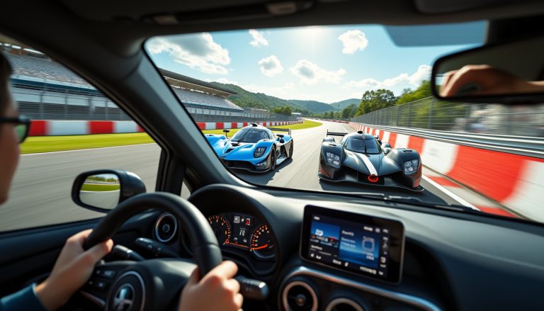 au volant de sa voiture ordinaire, il défie les bolides de course sur la piste, prouvant que la passion et le courage peuvent rivaliser avec la puissance sur l'asphalte.