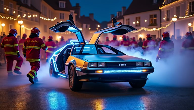 découvrez à châteaulin une delorean mythique de « retour vers le futur » qui électrise le bal des pompiers, alliant nostalgie et modernité dans une ambiance exceptionnelle.
