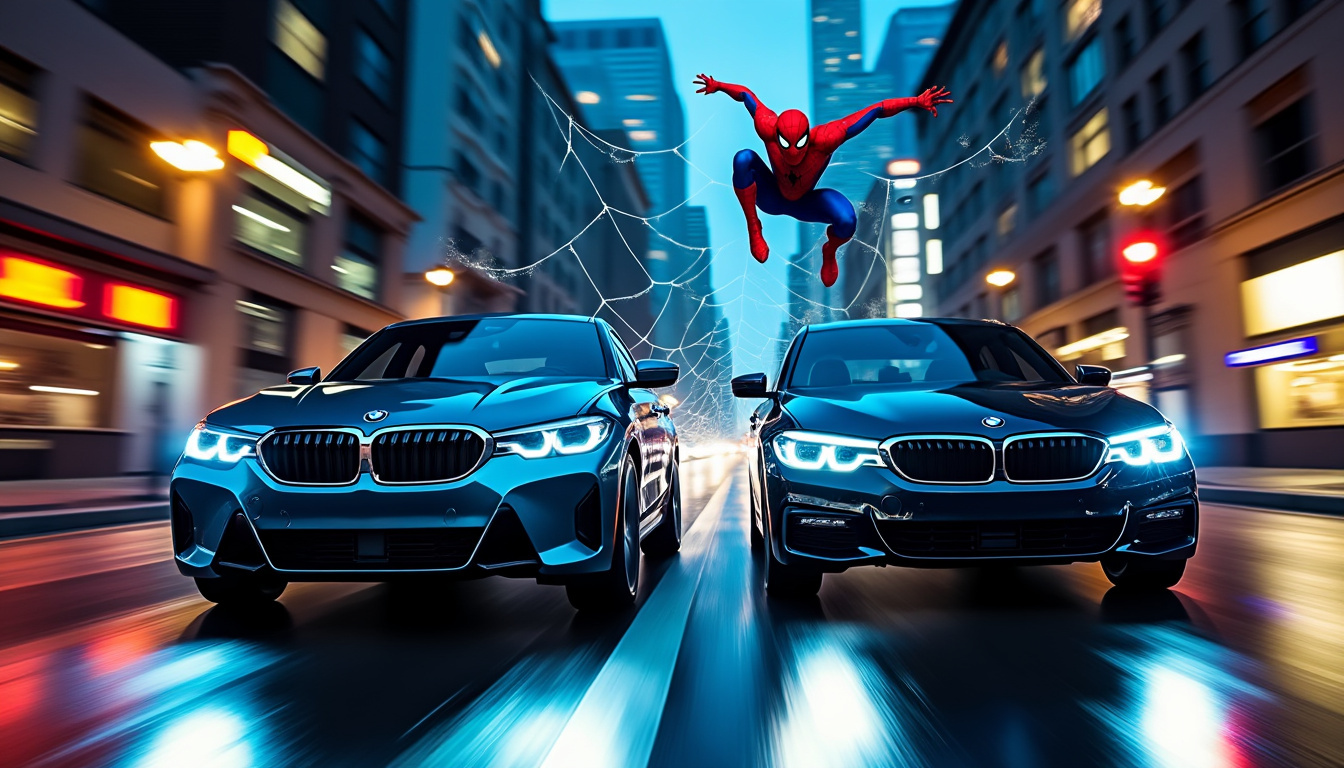 découvrez l’alliance spectaculaire entre bmw et spider-man, une aventure pleine d’action mêlant puissance automobile et héros emblématique.
