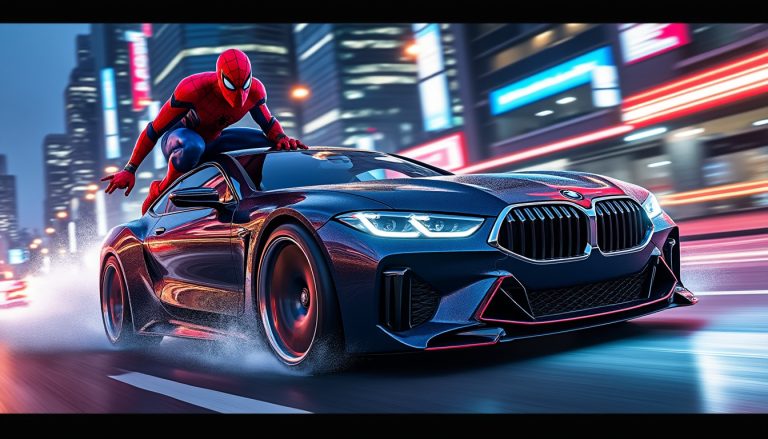 découvrez l'incroyable partenariat entre bmw et spider-man dans une aventure palpitante pleine d'action et de sensations fortes.