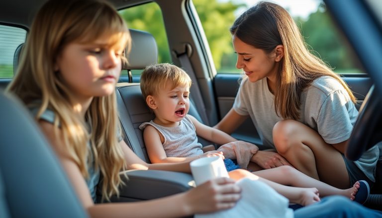 découvrez les gestes essentiels à adopter immédiatement si votre enfant vomit dans la voiture durant les vacances d'été pour assurer son confort et une conduite sereine.