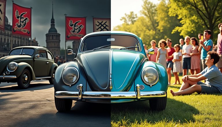 découvrez l'incroyable transformation de la volkswagen coccinelle, de son origine controversée comme symbole de propagande nazie à son évolution en icône chaleureuse de l'automobile.