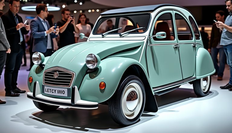 au mondial de l’auto, la 2cv électrique revisite l’esprit de l’original et séduit déjà les visiteurs curieux de découvrir cette nouvelle version.