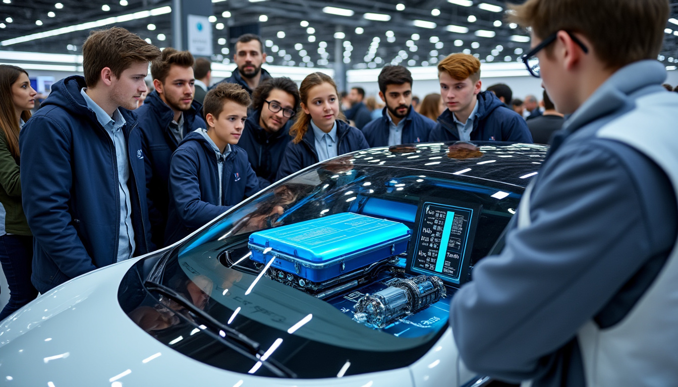 au mondial de l’automobile, des lycéens en mécanique explorent les innovations et les métiers liés à la transition électrique.