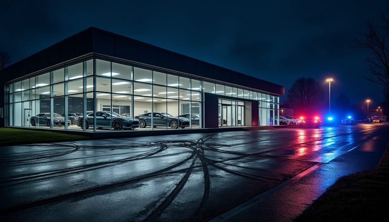 près de lyon, une concession automobile a été cambriolée durant la nuit. les auteurs sont repartis avec un important butin.